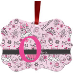 Princess Metal Frame Ornament - Double Sided w/ Name and Initial