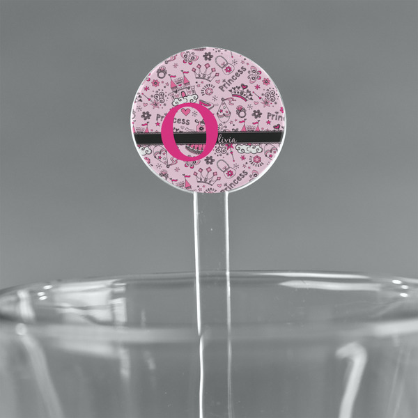 Custom Princess 5.5" Round Plastic Stir Sticks - Clear (Personalized)