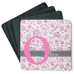 Princess Square Rubber Backed Coasters - Set of 4 (Personalized)