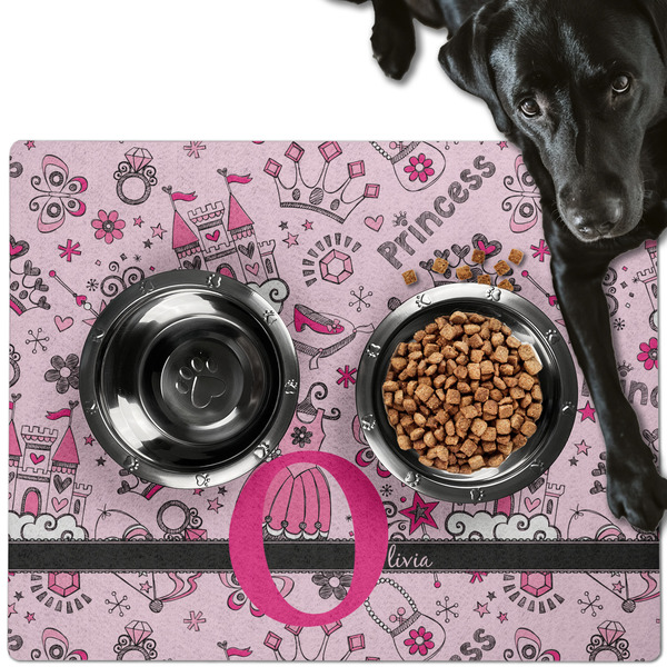 Custom Princess Dog Food Mat - Large w/ Name and Initial