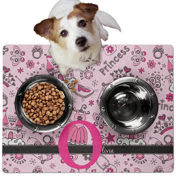 Custom Princess Dog Food Mat - Medium w/ Name and Initial