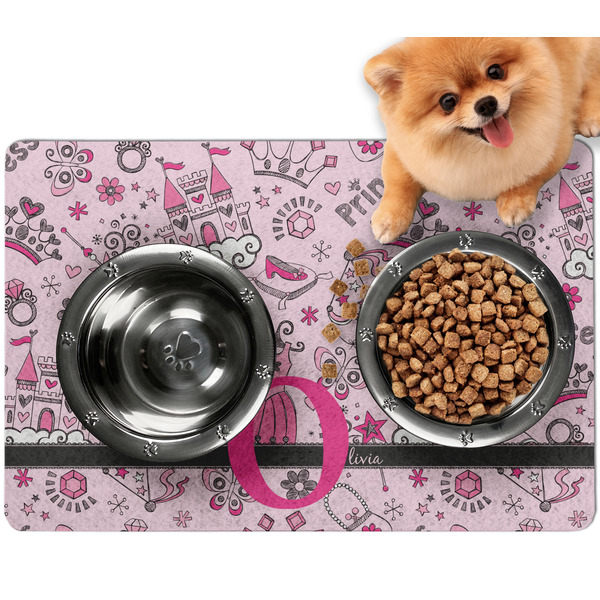 Custom Princess Dog Food Mat - Small w/ Name and Initial