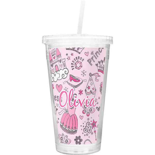 Custom Princess Double Wall Tumbler with Straw (Personalized)