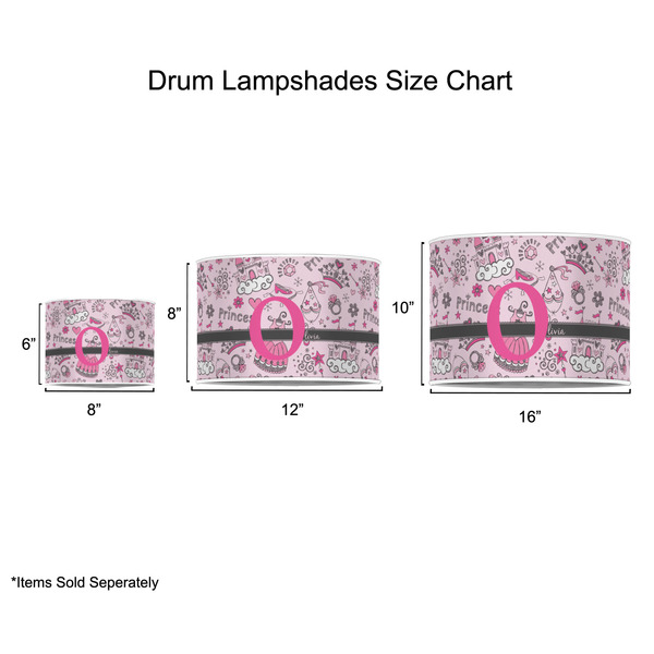 Princess Drum Lampshades - Sizing Chart