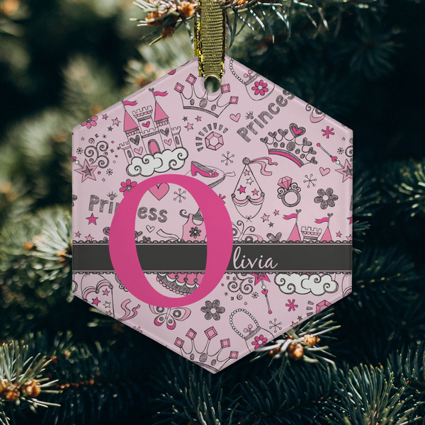 Princess Frosted Glass Ornament - Hexagon (Lifestyle)