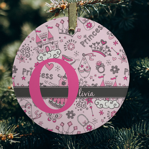 Princess Frosted Glass Ornament - Round (Lifestyle)