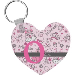 Princess Heart Plastic Keychain w/ Name and Initial