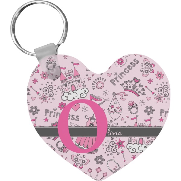 Custom Princess Heart Plastic Keychain w/ Name and Initial