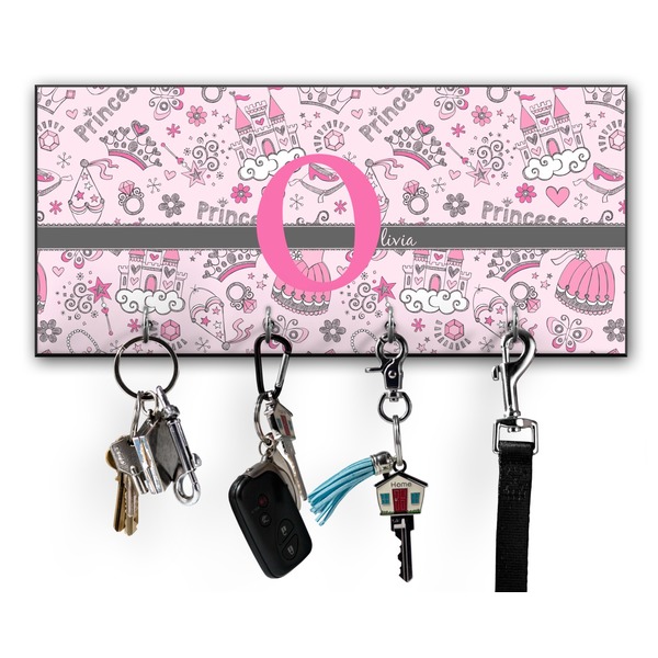 Custom Princess Key Hanger w/ 4 Hooks w/ Name and Initial