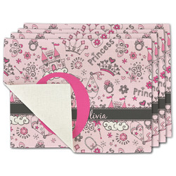 Princess Single-Sided Linen Placemat - Set of 4 w/ Name and Initial
