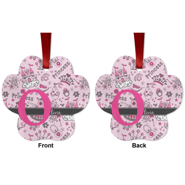 Princess Metal Paw Ornament - Front and Back