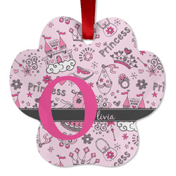 Princess Metal Paw Ornament - Double Sided w/ Name and Initial