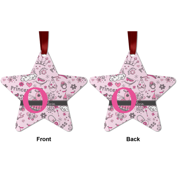 Princess Metal Star Ornament - Front and Back