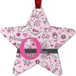 Princess Metal Star Ornament - Double Sided w/ Name and Initial