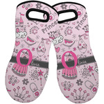 Princess Neoprene Oven Mitts - Set of 2 w/ Name and Initial