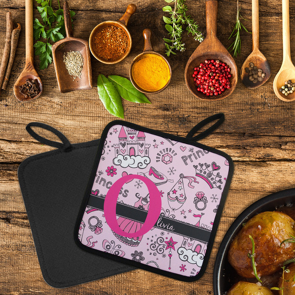 Princess Neoprene Pot Holder - Set of 2  LIFESTYLE (Flatlay)