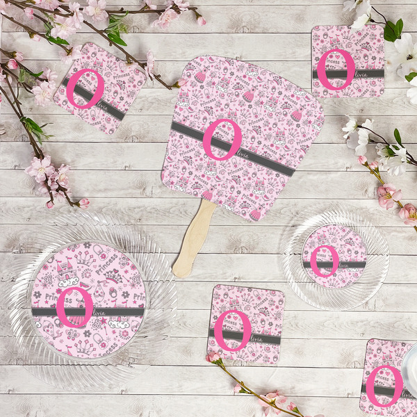 Princess Party Supplies Combination Image - All items - Plates, Coasters, Fans