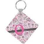 Princess Diamond Plastic Keychain w/ Name and Initial