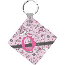 Princess Diamond Plastic Keychain w/ Name and Initial