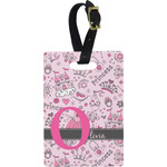 Princess Plastic Luggage Tag - Rectangular w/ Name and Initial