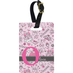 Princess Plastic Luggage Tag - Rectangular w/ Name and Initial