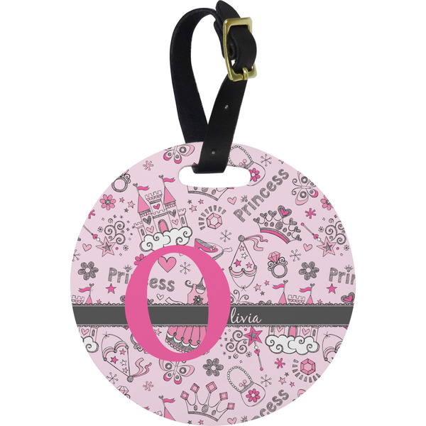 Custom Princess Plastic Luggage Tag - Round (Personalized)