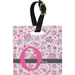 Princess Plastic Luggage Tag - Square w/ Name and Initial