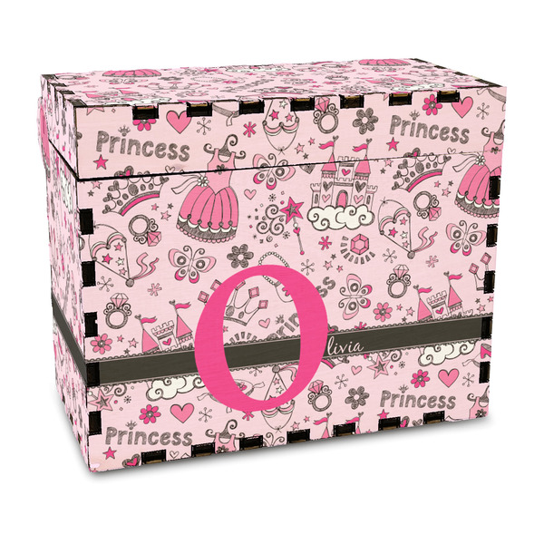 Custom Princess Wood Recipe Box - Full Color Print (Personalized)