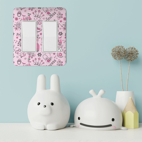 Princess Rocker Light Switch Covers - Double - IN CONTEXT