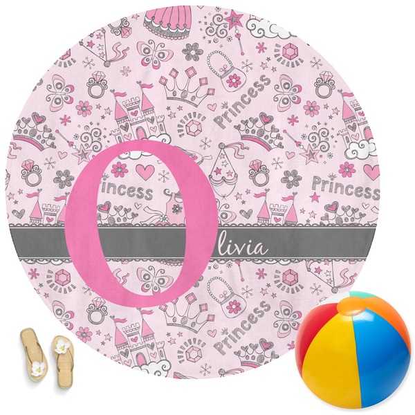 Custom Princess Round Beach Towel (Personalized)