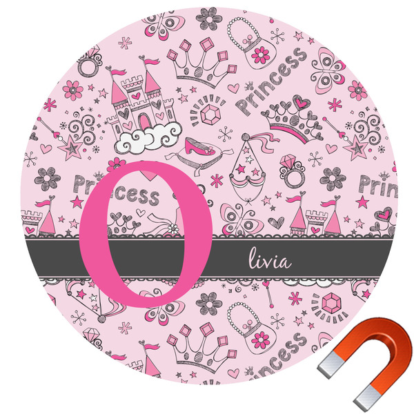 Custom Princess Round Car Magnet - 10" (Personalized)