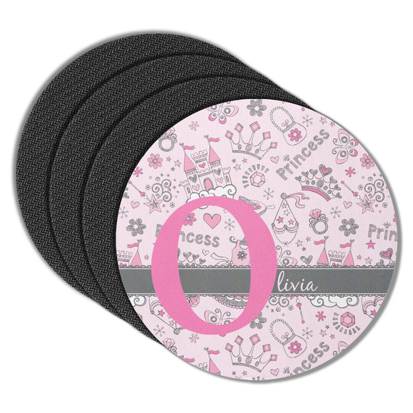 Custom Princess Round Rubber Backed Coasters - Set of 4 (Personalized)