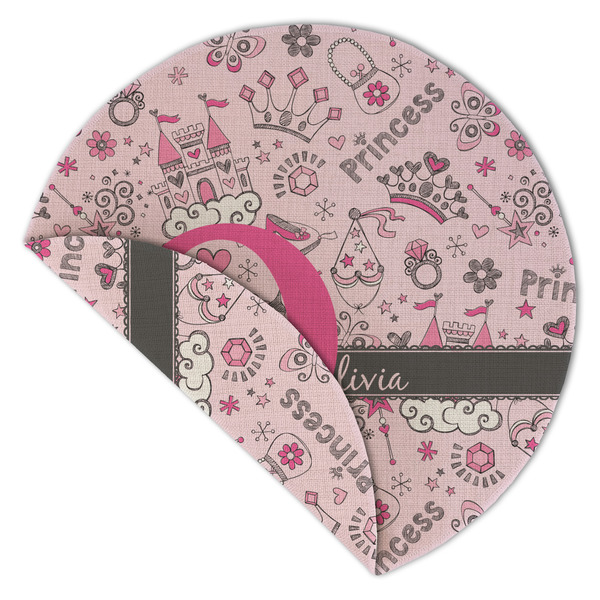 Princess Round Linen Placemats - Front (folded corner double sided)
