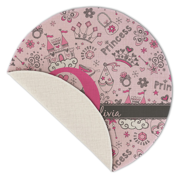 Princess Round Linen Placemats - Front (folded corner single sided)