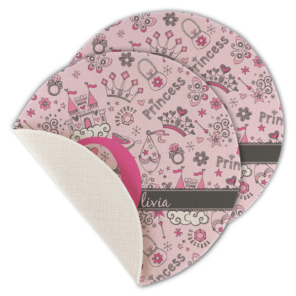 Custom Princess Round Linen Placemat - Single Sided - Set of 4 (Personalized)