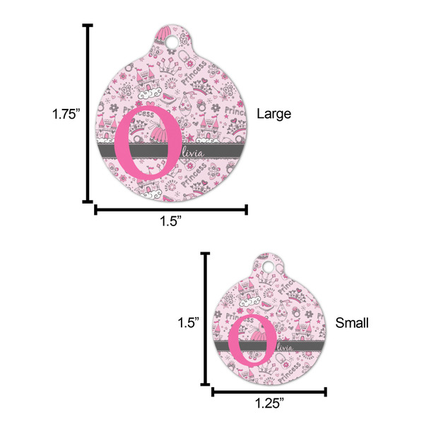 Princess Round Pet ID Tag - Large - Comparison Scale