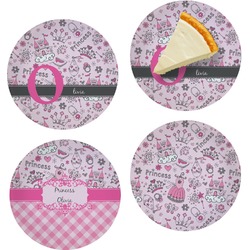 Princess Set of 4 Glass Appetizer / Dessert Plate 8" (Personalized)