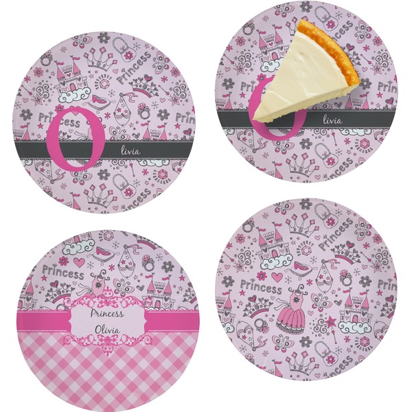 Custom Princess Set of 4 Glass Appetizer / Dessert Plate 8" (Personalized)