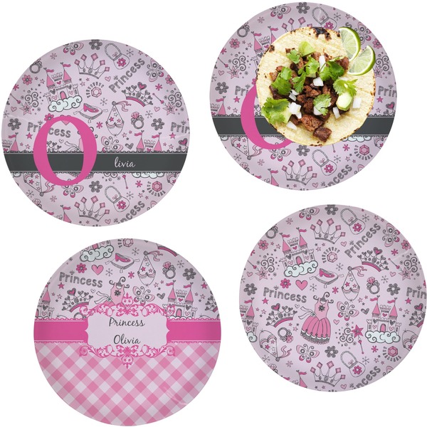 Custom Princess Set of 4 Glass Lunch / Dinner Plate 10" (Personalized)
