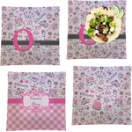 Princess Set of 4 Glass Square Lunch / Dinner Plate 9.5" (Personalized)