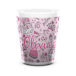 Princess Ceramic Shot Glass - 1.5 oz - White - Set of 4 (Personalized)