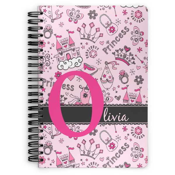 Custom Princess Spiral Notebook - 7x10 w/ Name and Initial