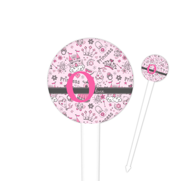 Custom Princess 4" Round Plastic Food Picks - White - Double Sided (Personalized)