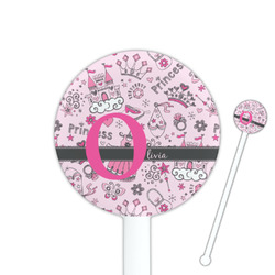 Princess 5.5" Round Plastic Stir Sticks - White - Single Sided (Personalized)