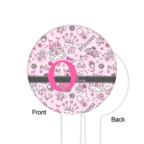 Princess White Plastic 6" Food Pick - Round - Single Sided - Front & Back