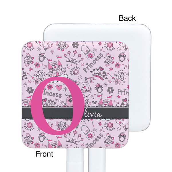 Princess White Plastic Stir Stick - Single Sided - Square - Approval