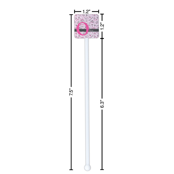 Princess White Plastic Stir Stick - Square - Dimensions