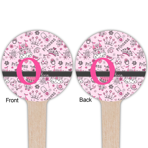 Princess Wooden 4" Food Pick - Round - Double Sided - Front & Back