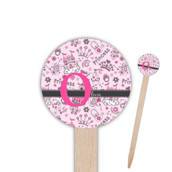 Princess 6" Round Wooden Food Picks - Single Sided (Personalized)