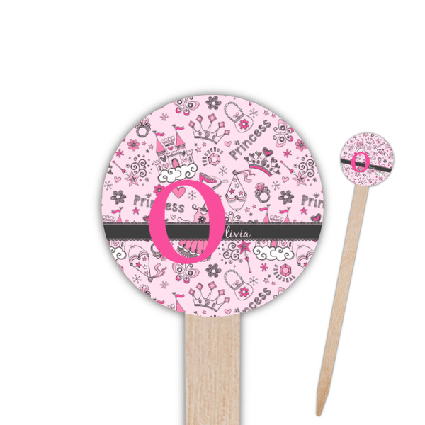 Custom Princess 6" Round Wooden Food Picks - Single Sided (Personalized)